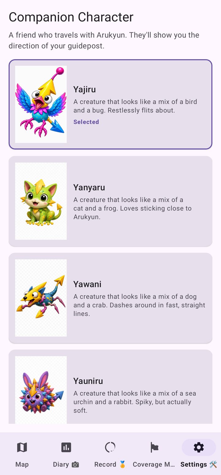 Companion Character screen showing Yajiru, Yanyaru, Yawani and Yauniru