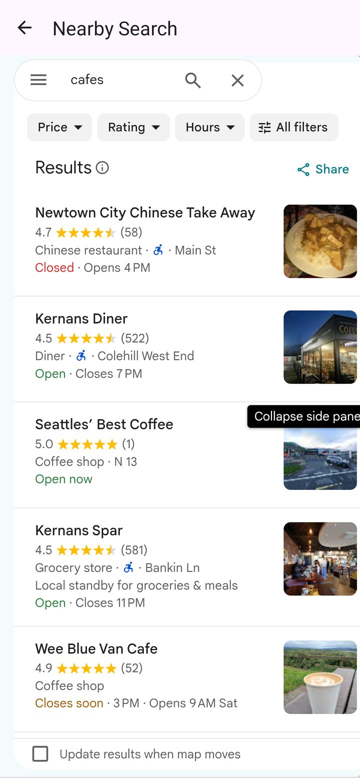 Nearby Search results for cafes near Newtown Cunningham, Donegal