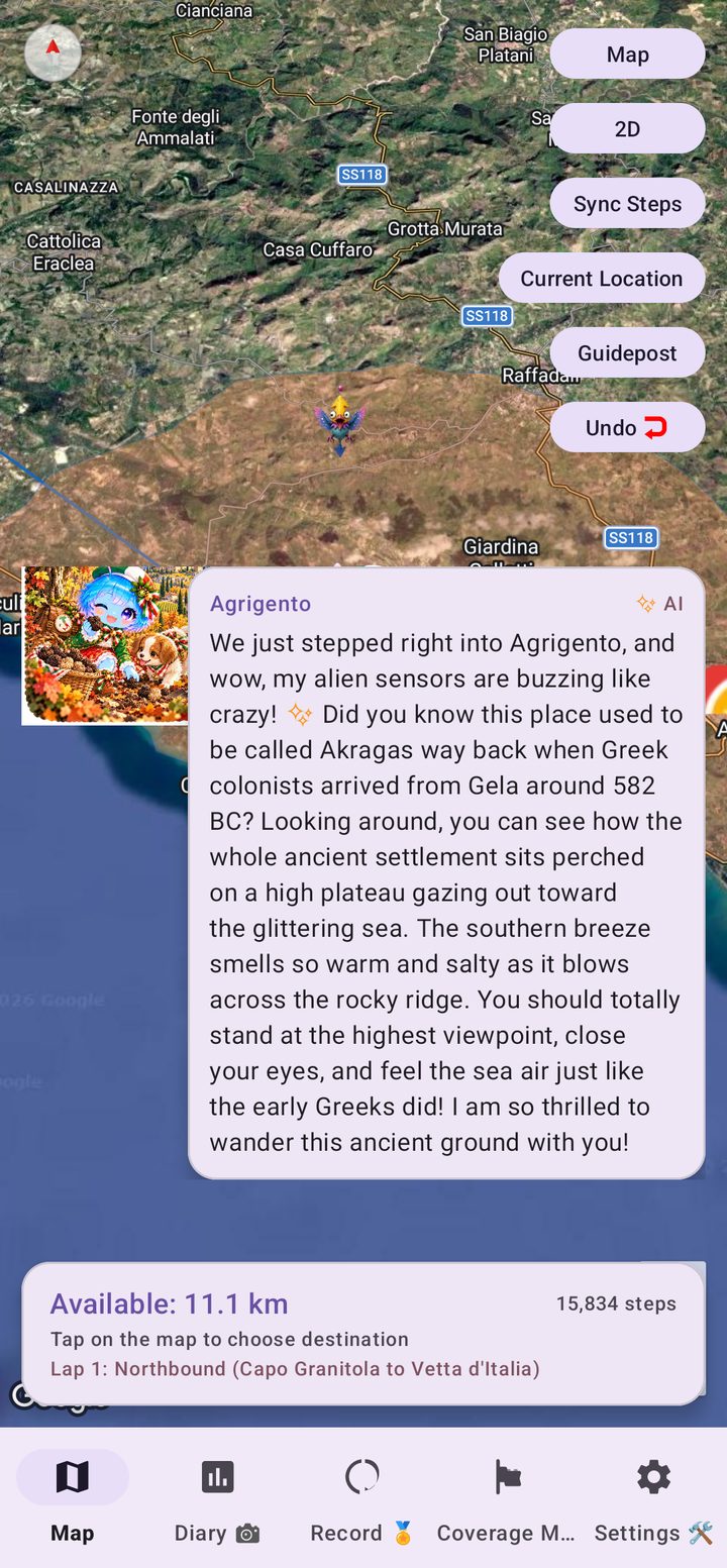 Arukyun's AI comment on arriving in Agrigento, Sicily