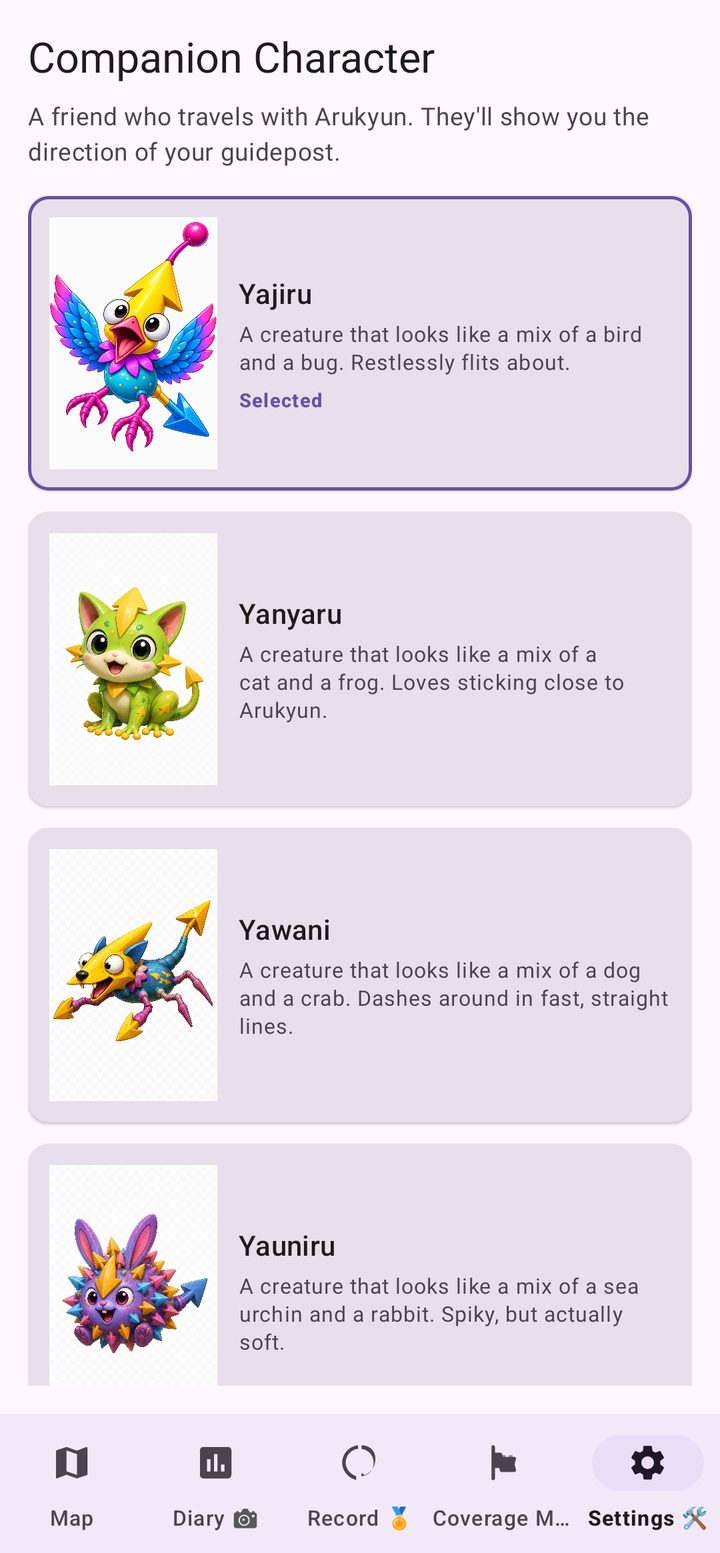 Companion Character screen showing Yajiru, Yanyaru, Yawani and Yauniru