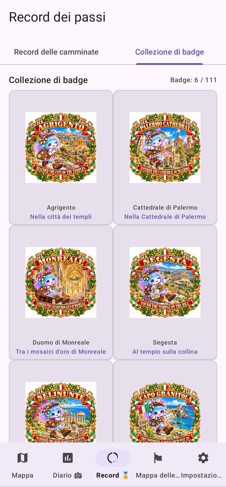 Schermata Collezione di badge: 6 su 111
