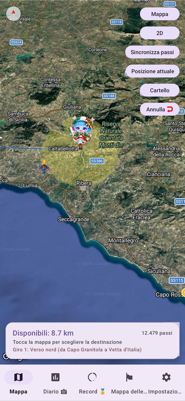 Vista satellitare della Sicilia interna con un'area di movimento irregolare attorno ad Arukyun