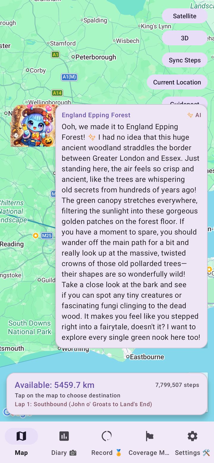 Arukyun's AI comment on arriving at Epping Forest in England