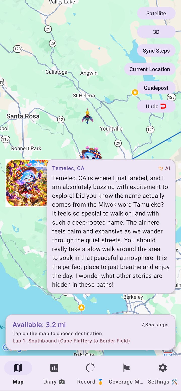 Arukyun's AI comment on arriving at a new place in US West Walk Nomad